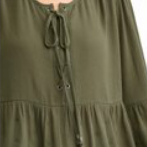 Time and tru Womens Size Small 4-6 Peasant Top Relaxed Fit Smock Olive Green New - Picture 4 of 4